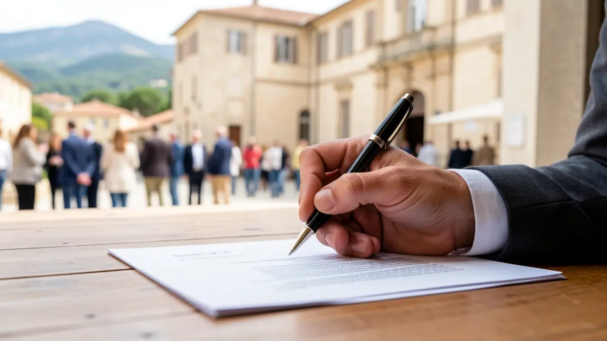 Generic image of signing an official document in a public building in the Provence-Alpes-Côte d'Azur region.
