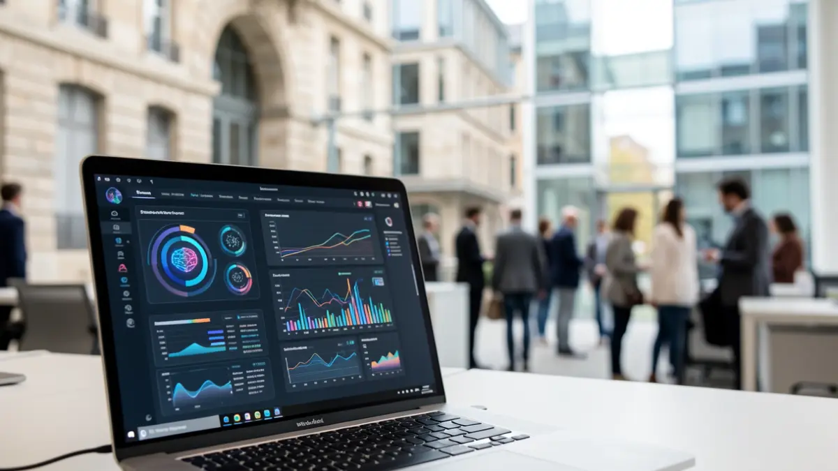 Image générique de technologie et d'intelligence artificielle dans un bureau.