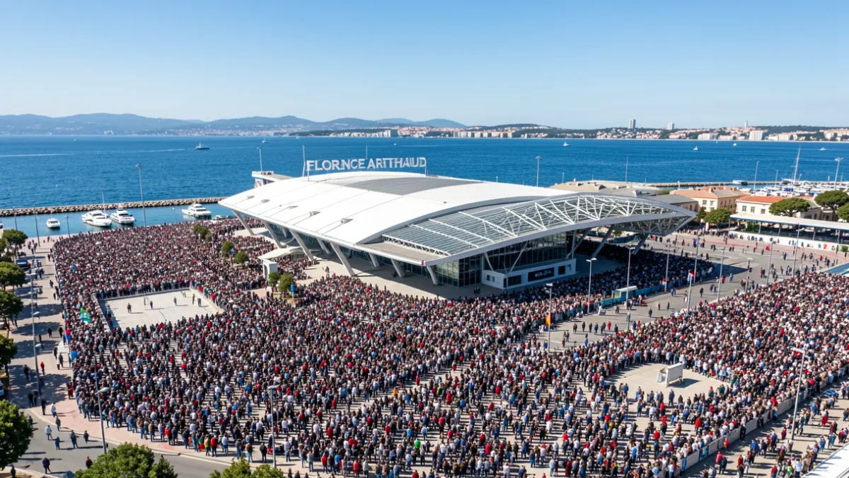 Vue aérienne du Stade nautique Florence Arthaud à Marseille lors de l'événement Ose ! Le Cercle Business des Entrepreneures.