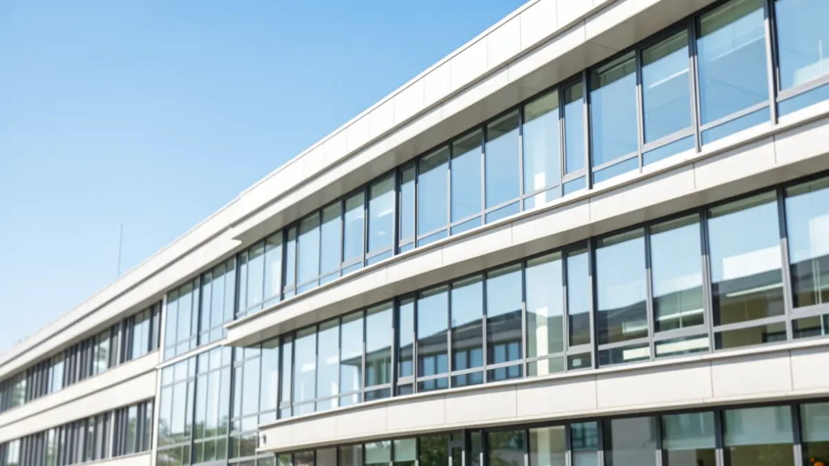 Generic image of the facade of a modern university building at Télécom Paris.