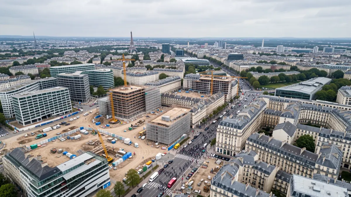 Generic image of construction and renovation sites in the Île-de-France urban landscape.