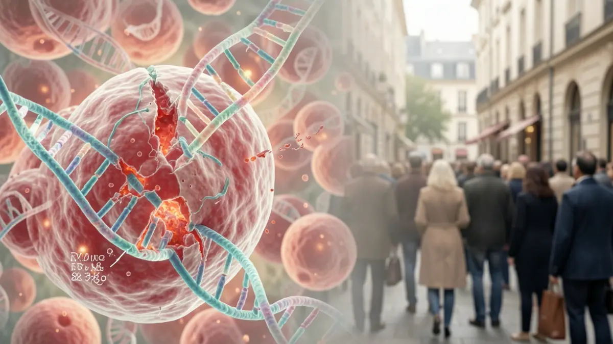 Image générique de structures cellulaires et d'ADN, représentant la résistance au traitement et la mutation.