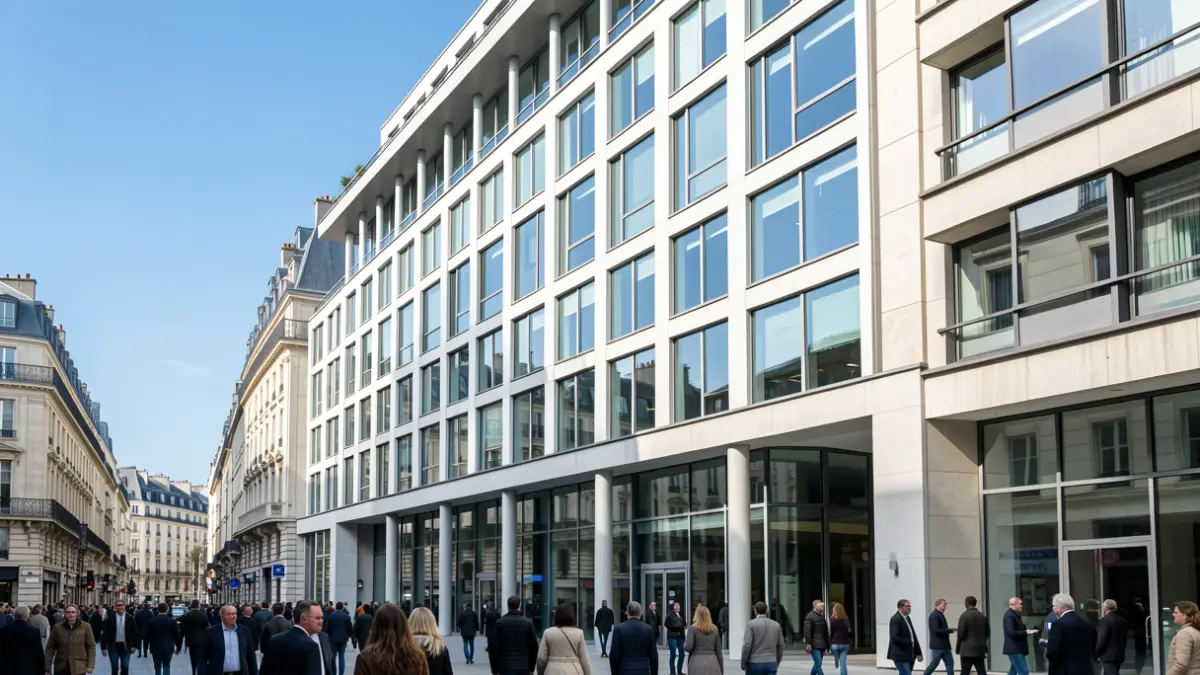 Generic image of a modern office building facade in France.