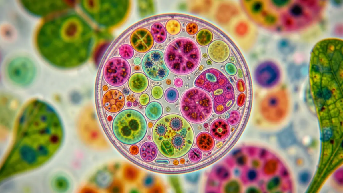Lipid droplets associated with viral replication within a plant cell.