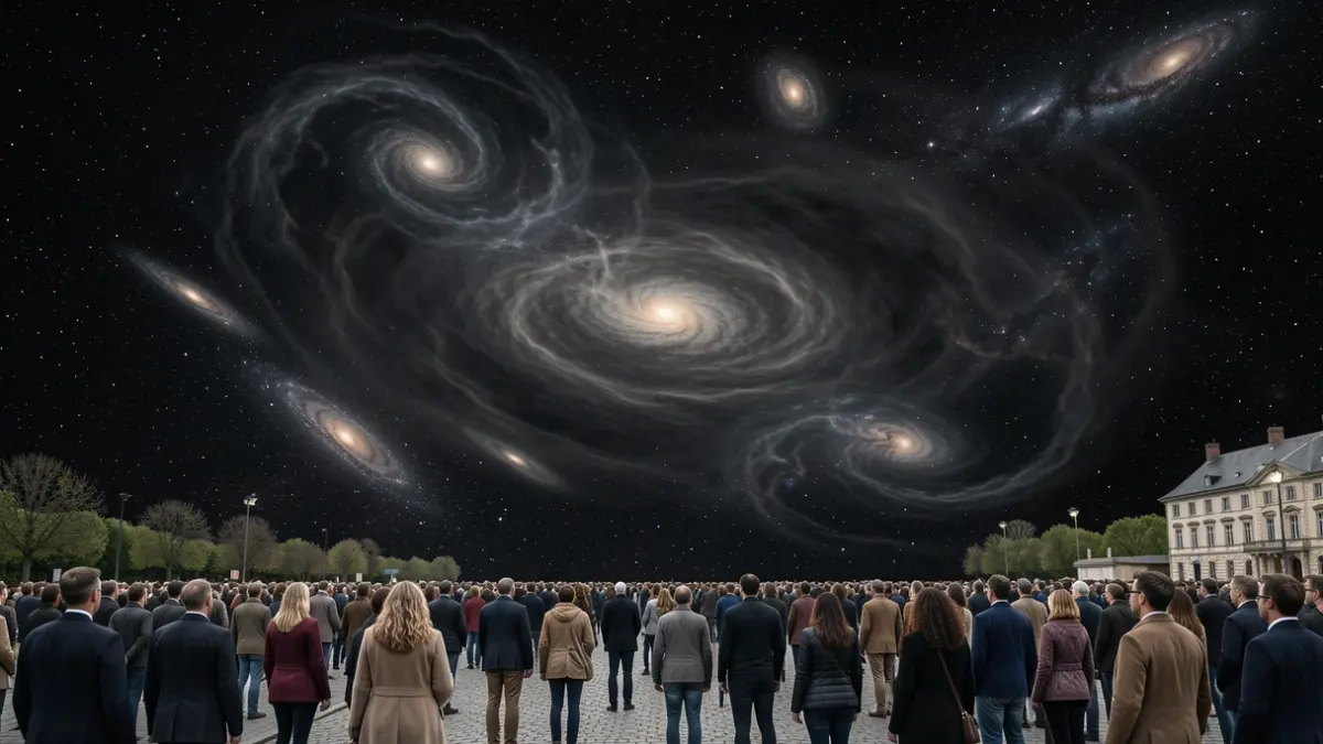 Image générique de visualisation abstraite de la matière noire et de l'énergie sombre dans l'univers.