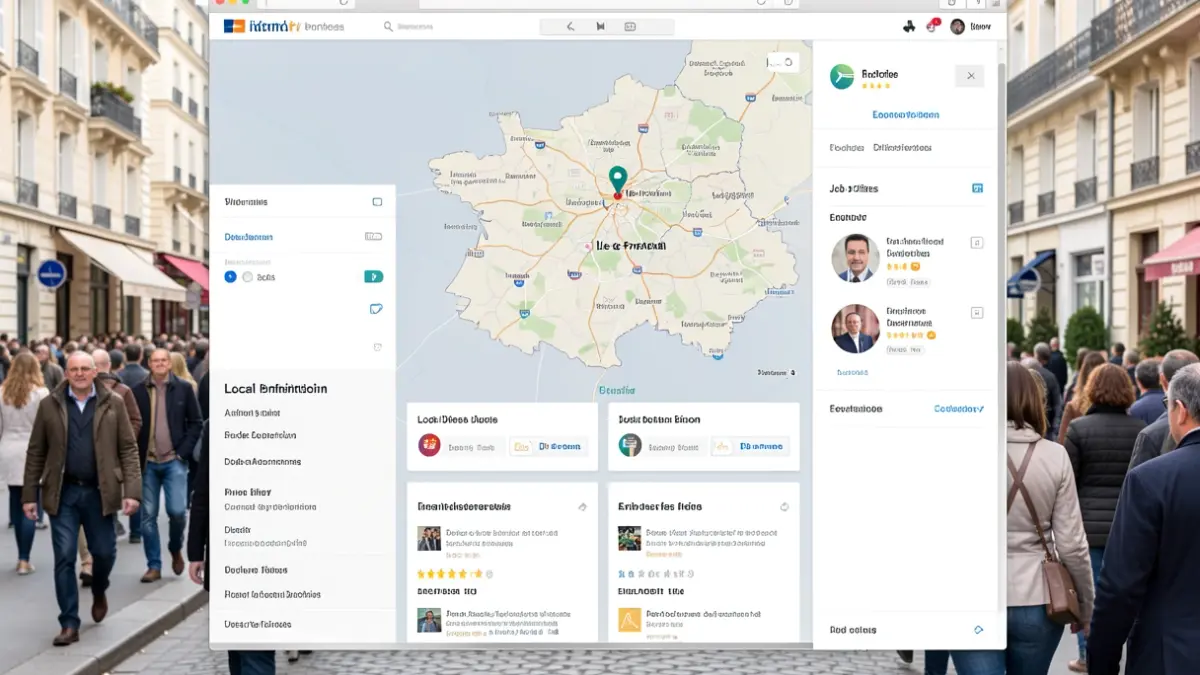 Interface d'un portail économique numérique valorisant les acteurs locaux et le territoire.
