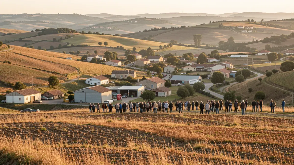 Image générique de paysages ruraux en Occitanie avec de petites entreprises, symbolisant le développement économique.