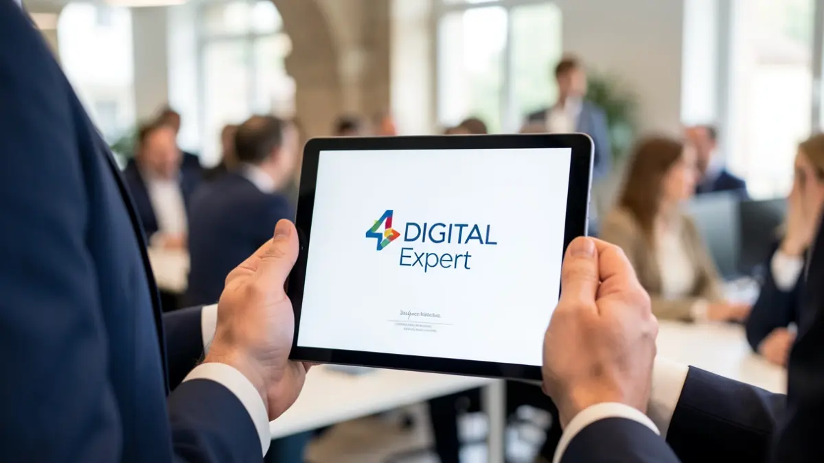 Generic image of a digital tablet displaying a '4DIGITAL Expert' certificate.