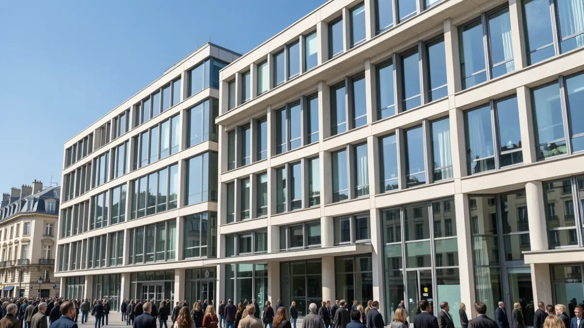 Generic image: reflecting a clear blue sky. The architecture suggests regulation and officialdom. No people or text visible.