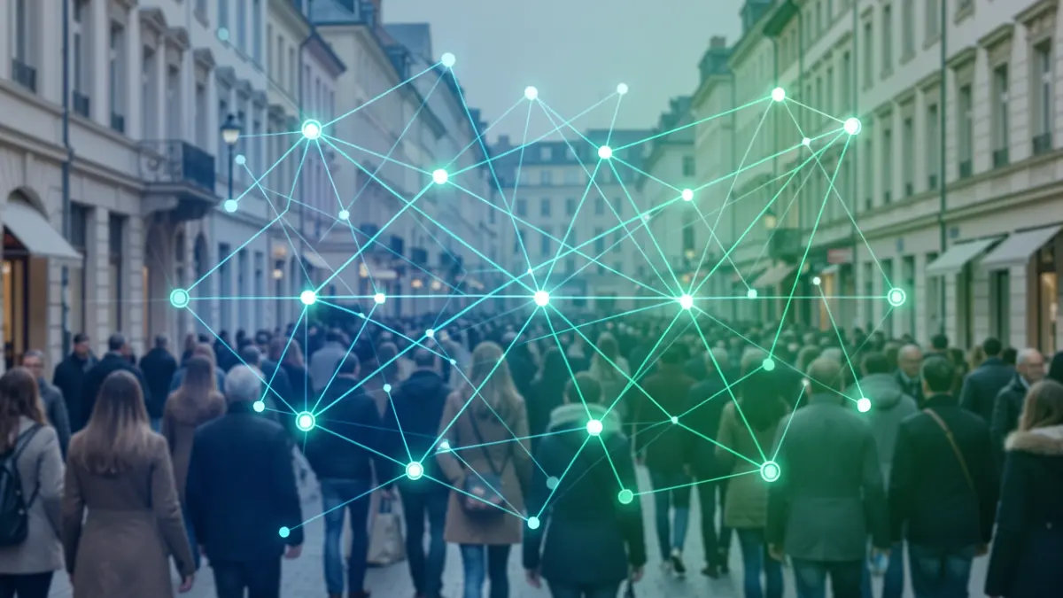 Image générique de concepts abstraits liés à la protection des données et à la création de valeur financière, avec des réseaux interconnectés et des éléments lumineux.