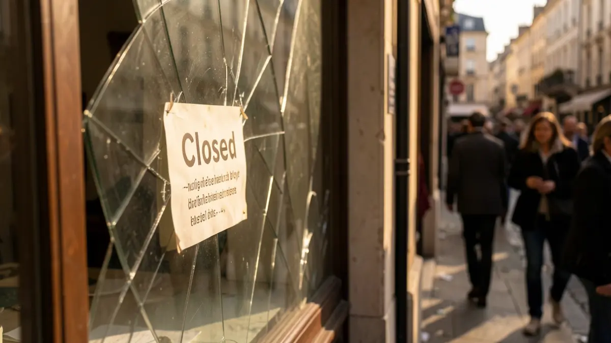 Generic image of a damaged shop window with broken glass, symbolizing the need for reconstruction.