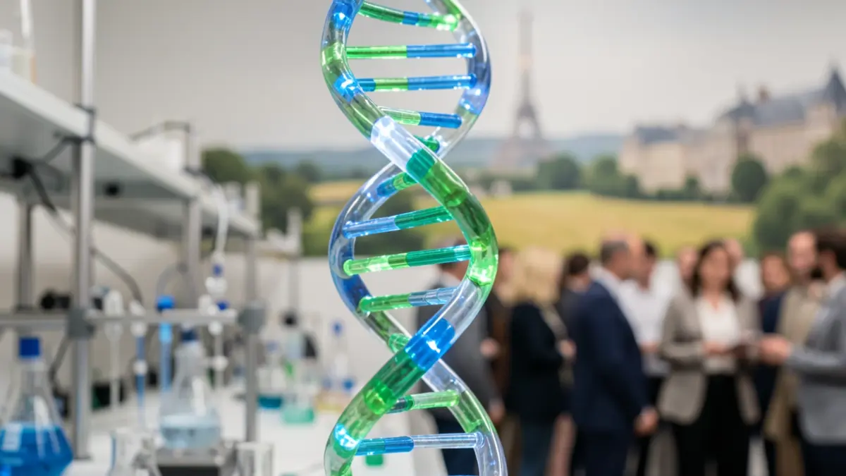 Generic image representing a stylized DNA helix, symbolizing innovation in biotechnology.