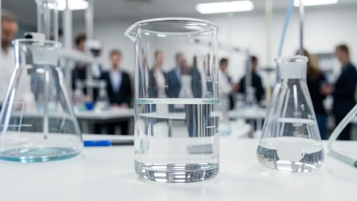 Image générique de verrerie de laboratoire et d'équipement scientifique dans un centre de recherche moderne.