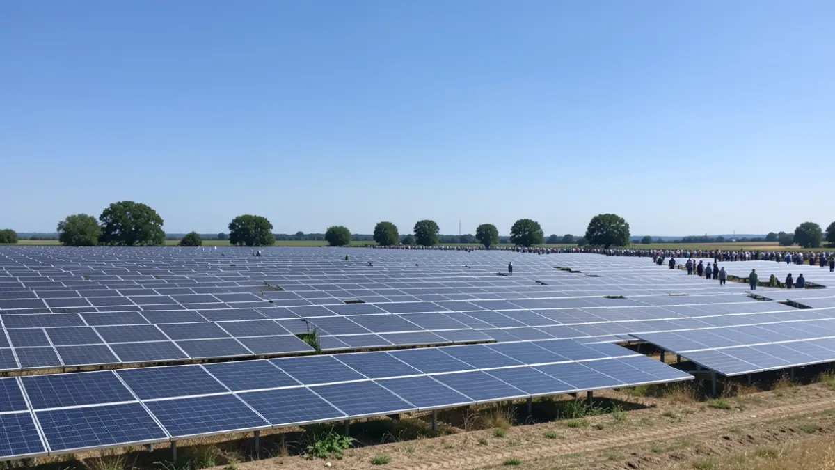 Image générique de panneaux solaires installés dans un champ en Nouvelle-Aquitaine.
