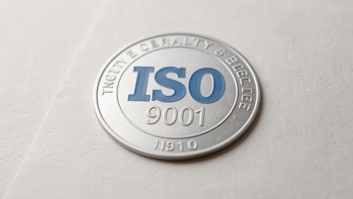 Cachet de certification qualité ISO 9001.